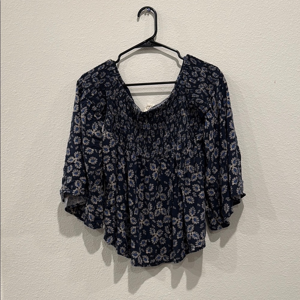 Navy Floral Women's Blouse